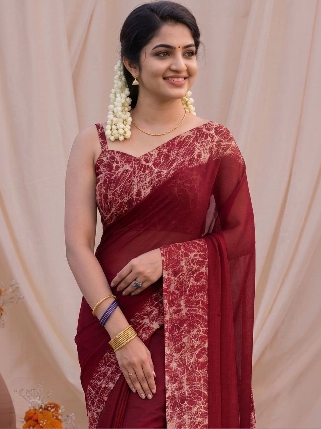 MAGNEITTA Pure Chiffon Designer Saree thumbnail 2
