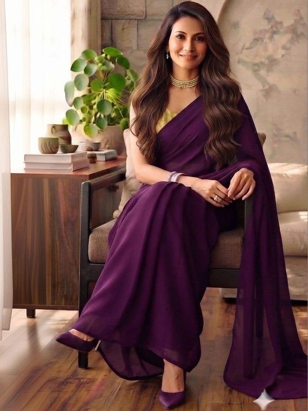 HERE&NOW Poly Georgette Saree thumbnail 4