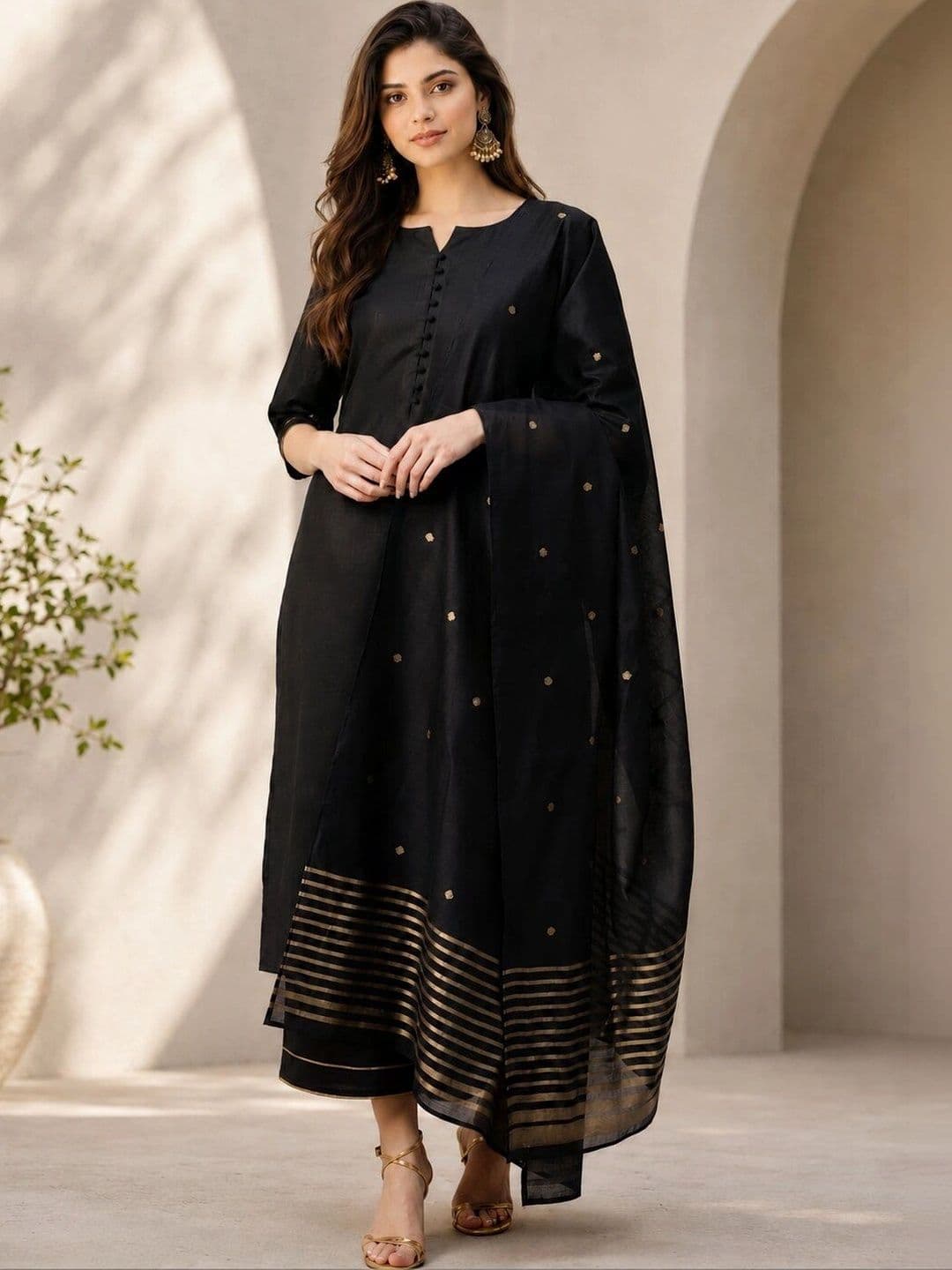 Mogra Designs Women Ethnic Motifs Regular Kurta with Palazzos & With Dupatta - view 1