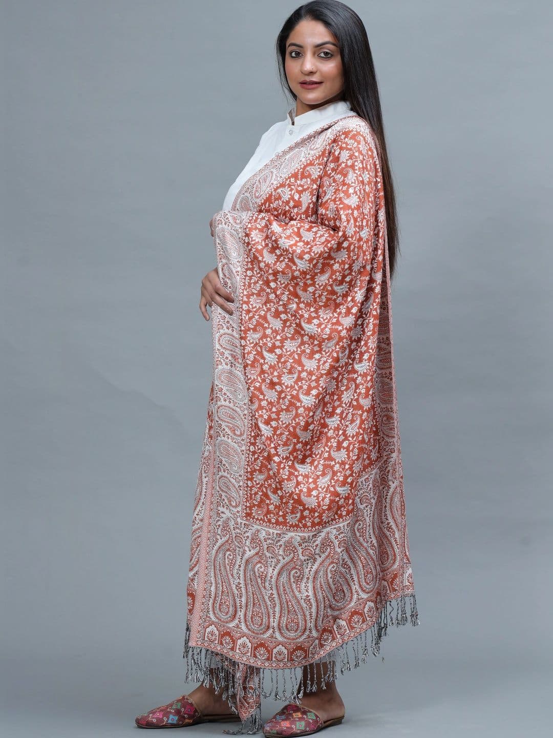 S.T. Women Paisley Woven Design Acrylic Shawl thumbnail 4