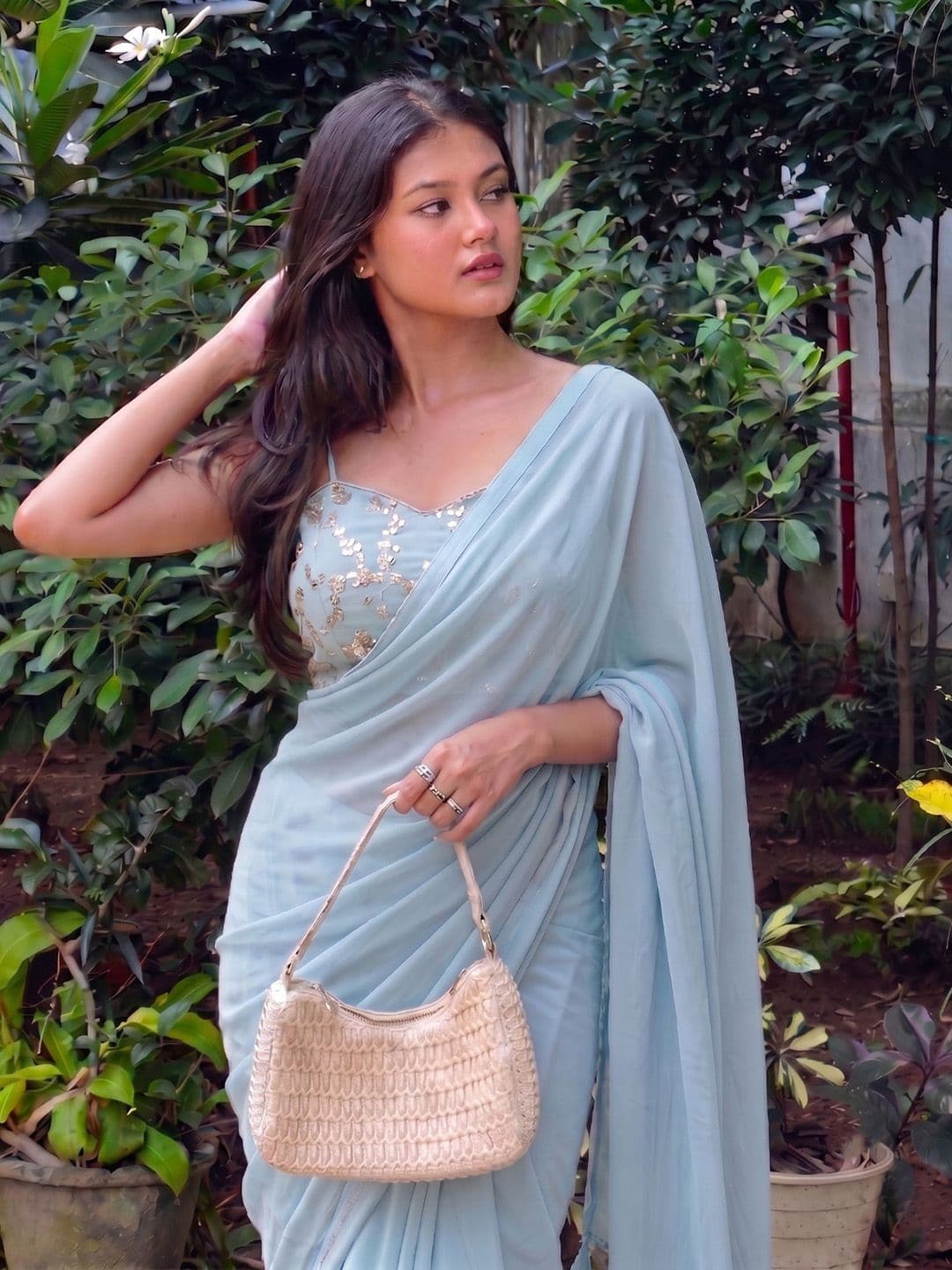 Shreevally Floral Embroidered Poly Georgette Designer Saree thumbnail 3