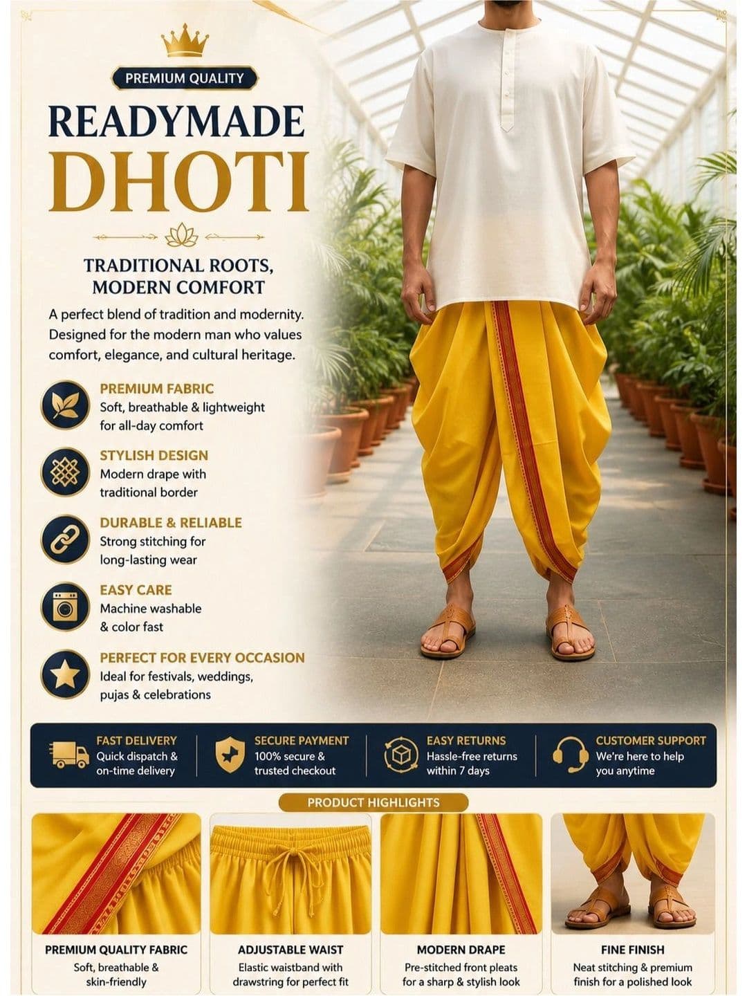 Banarasi Poshak Men Silk Dhoti Dhotis thumbnail 2