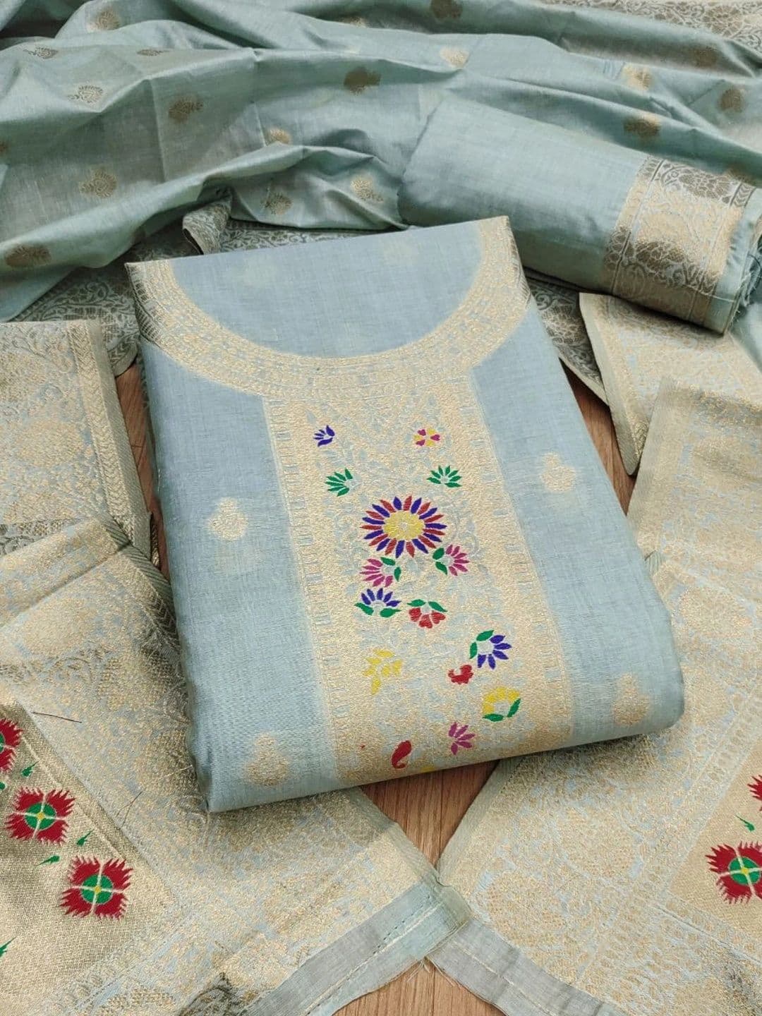 KALINI Pure Cotton Unstitched Dress Material - view 1