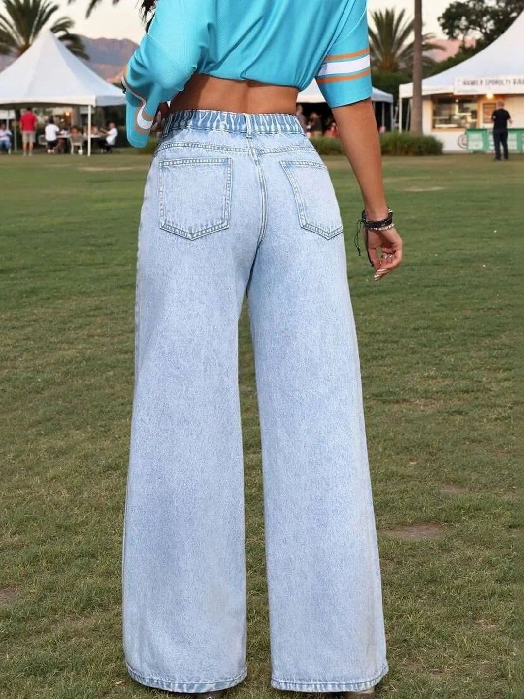 Mast & Harbour Women Comfort Wide Leg High-Rise Light Fade Stretchable Jeans thumbnail 6