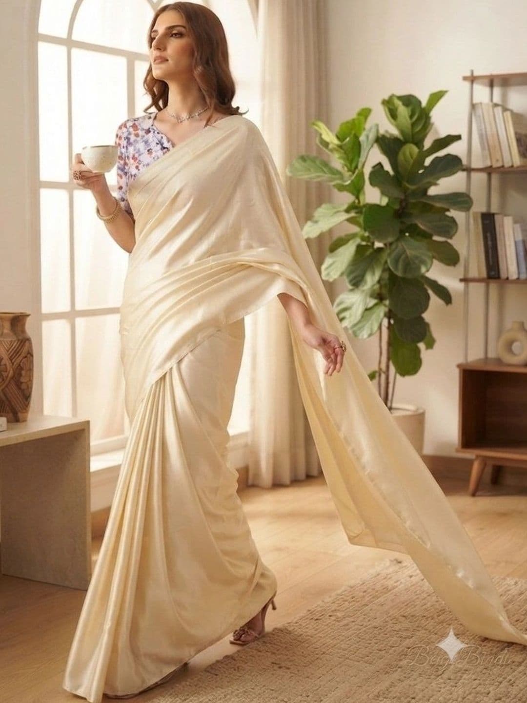 HERE&NOW Satin Saree thumbnail 4
