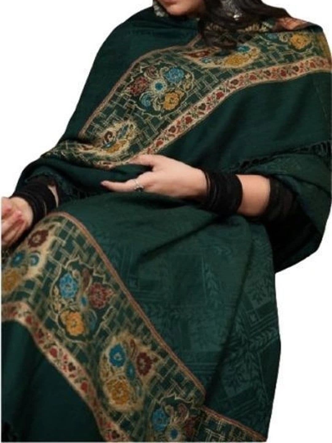 S.T. Women Ethnic Motifs Woven Design Acrylic Shawl thumbnail 2
