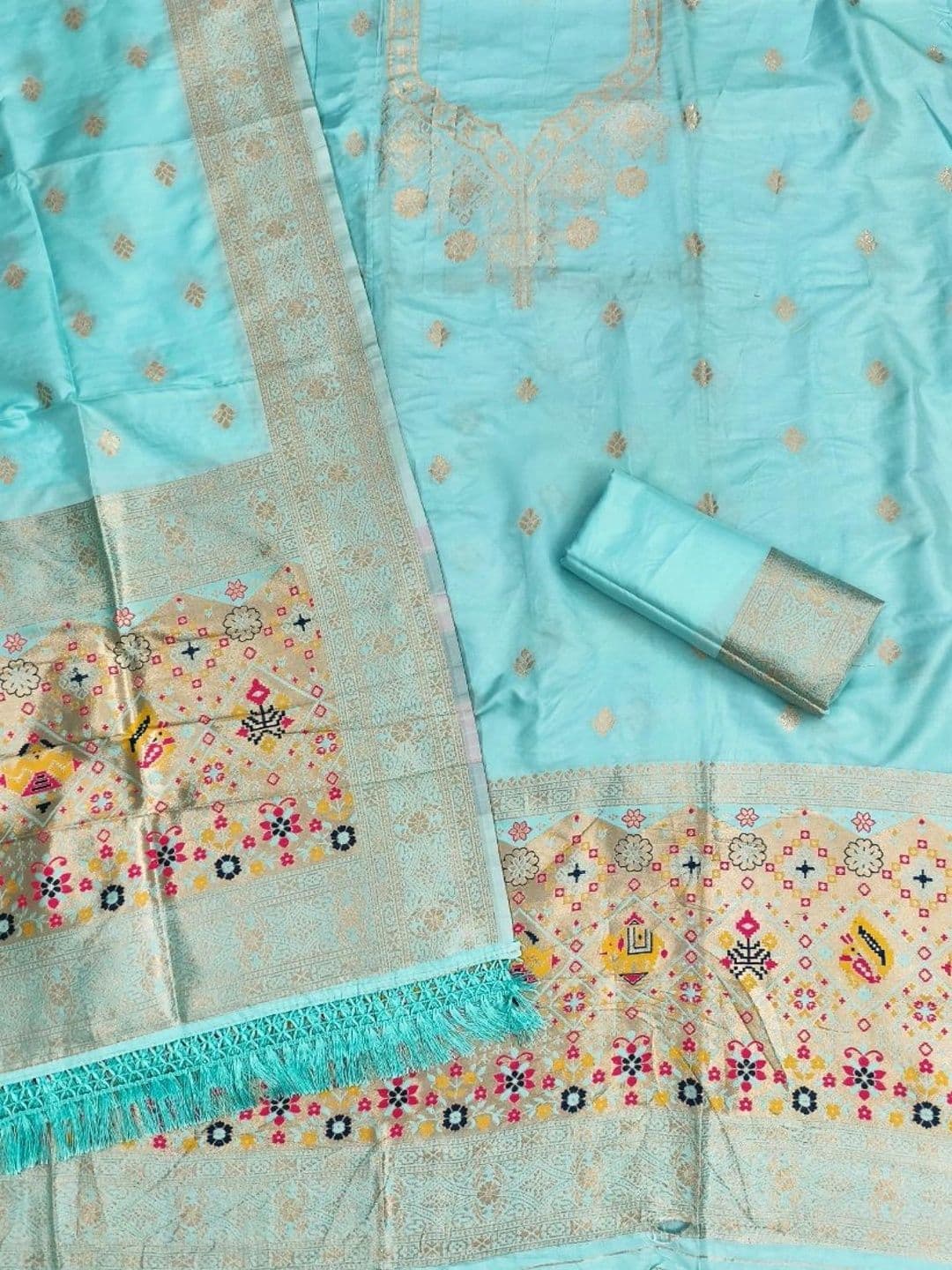 KALINI Pure Silk Unstitched Dress Material thumbnail 3