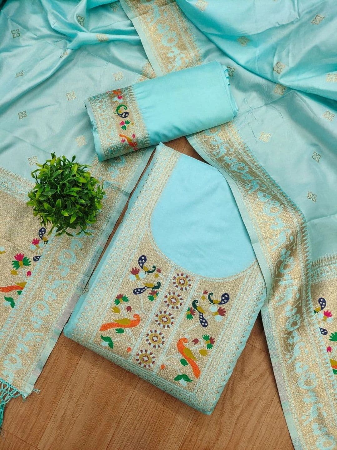 KALINI Pure Silk Unstitched Dress Material thumbnail 4