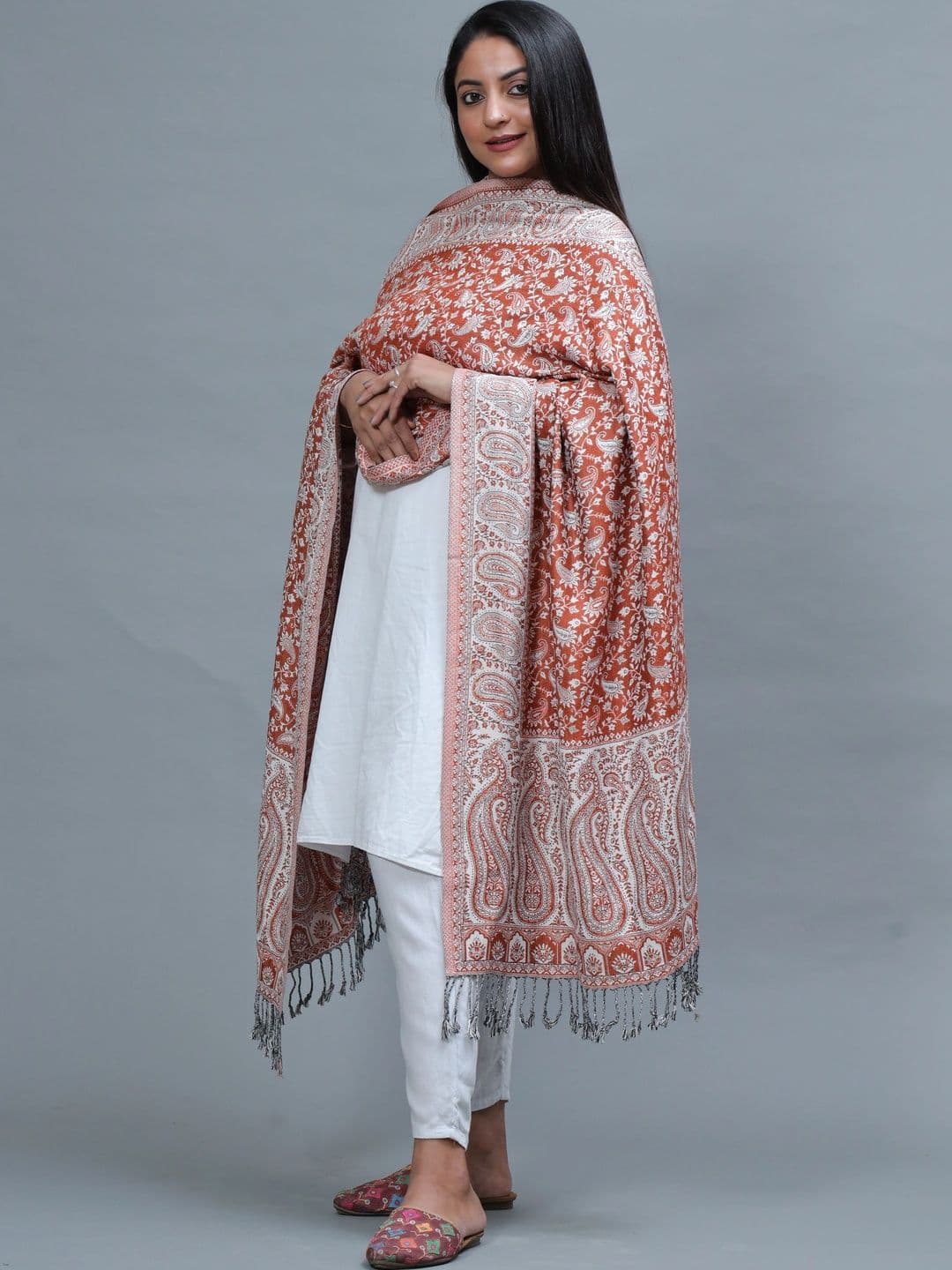 S.T. Women Paisley Woven Design Acrylic Shawl thumbnail 5