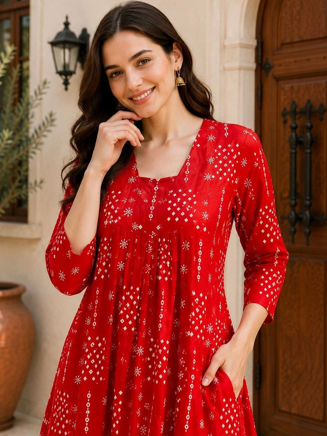 DSK STUDIO Women Ethnic Motifs Printed Empire Kurta with Palazzos thumbnail 3