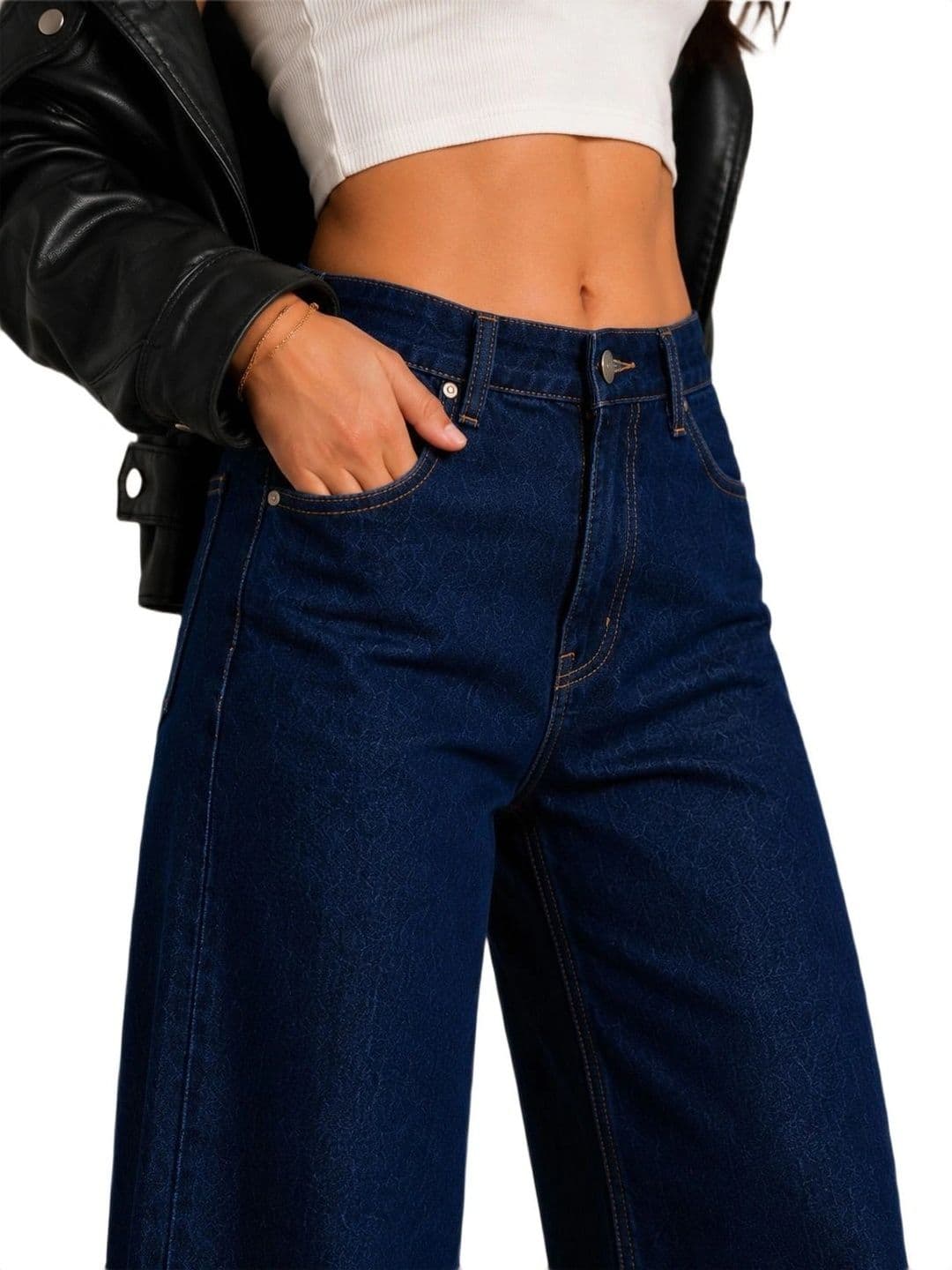 Mast & Harbour Women Comfort Wide Leg High-Rise Stretchable Jeans thumbnail 5