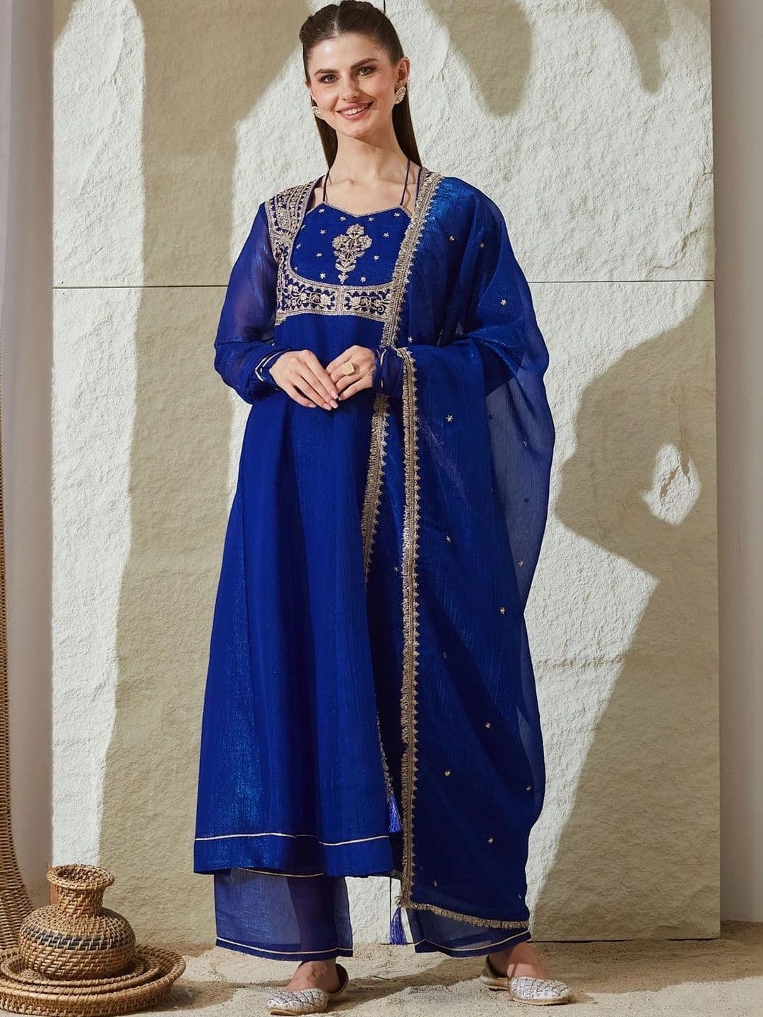 MOKOSH Women Embroidered Anarkali Kurta and Palazzo Set with Dupatta - view 1