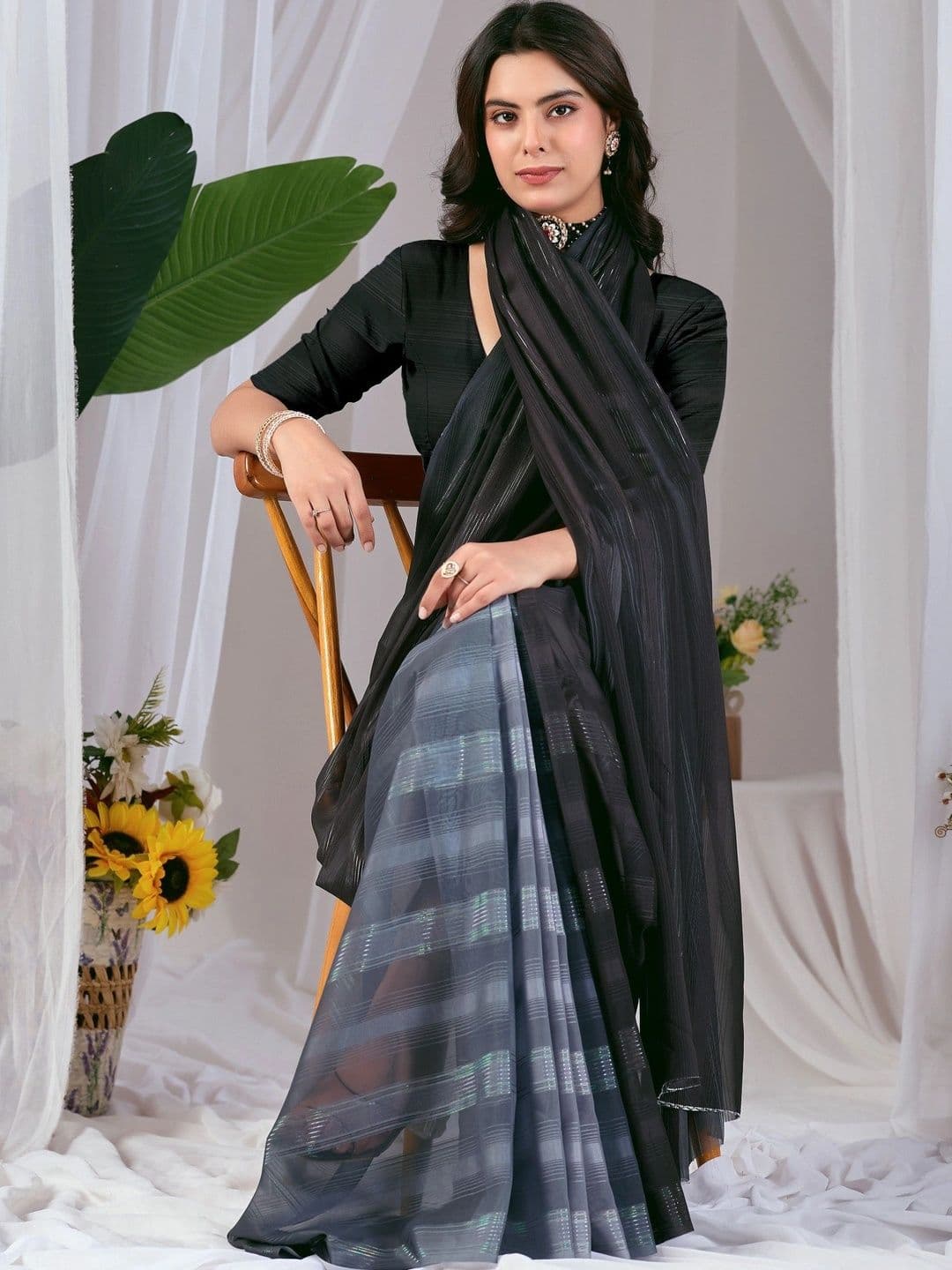 DIVASTRI Ombre Poly Georgette Designer Saree thumbnail 4