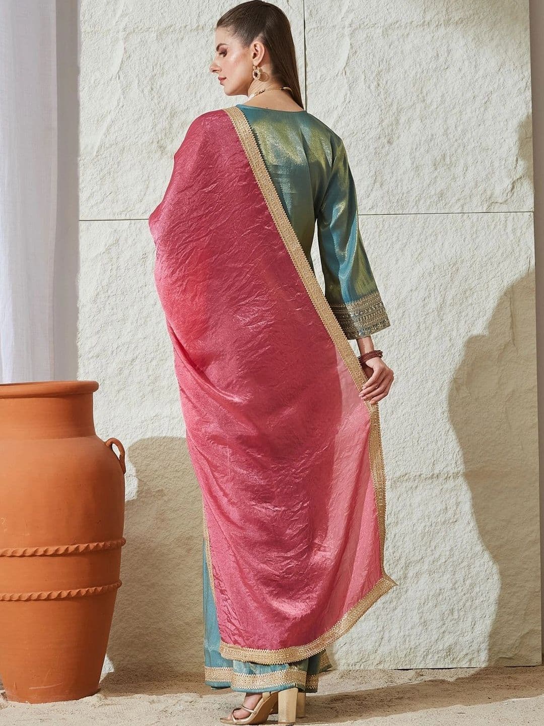 MOKOSH Women Embroidered Kurti and Sharara Set with Dupatta thumbnail 4