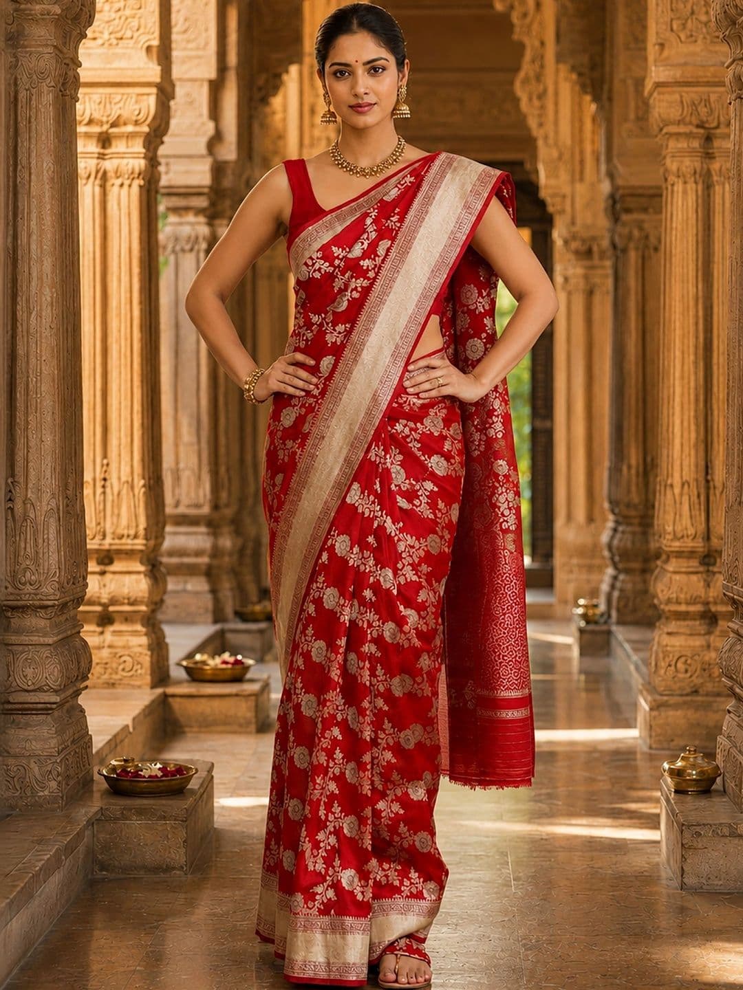 Mitera Woven Design Zari Silk Blend Designer Banarasi Saree thumbnail 4