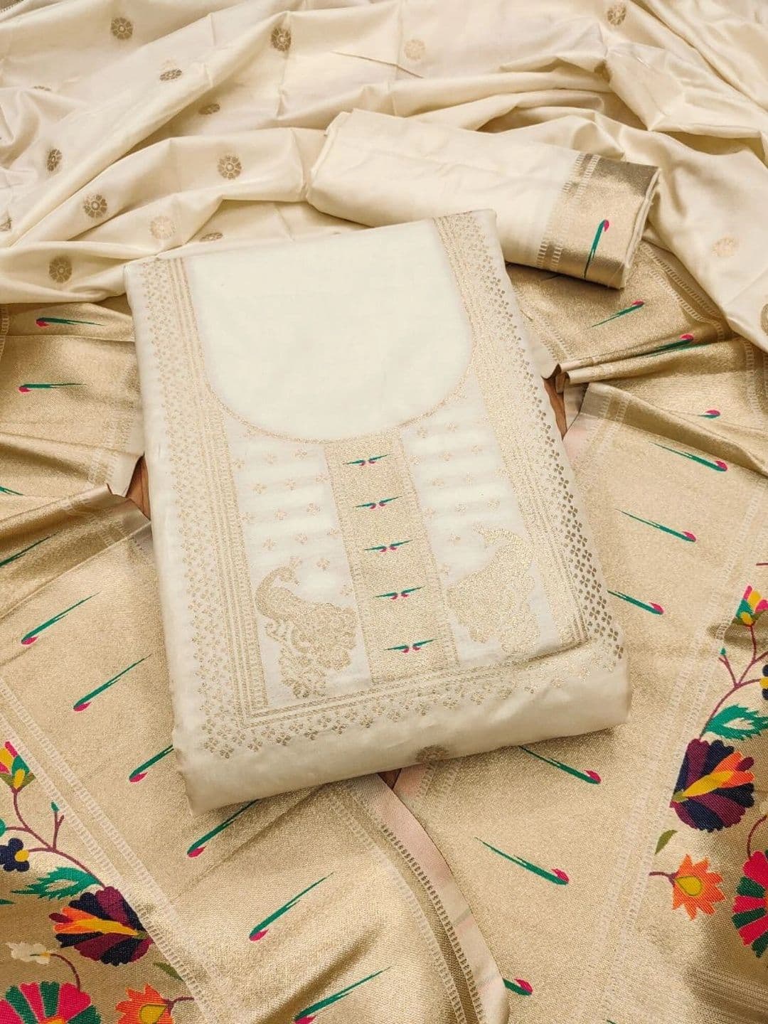 KALINI Pure Silk Unstitched Dress Material - view 1