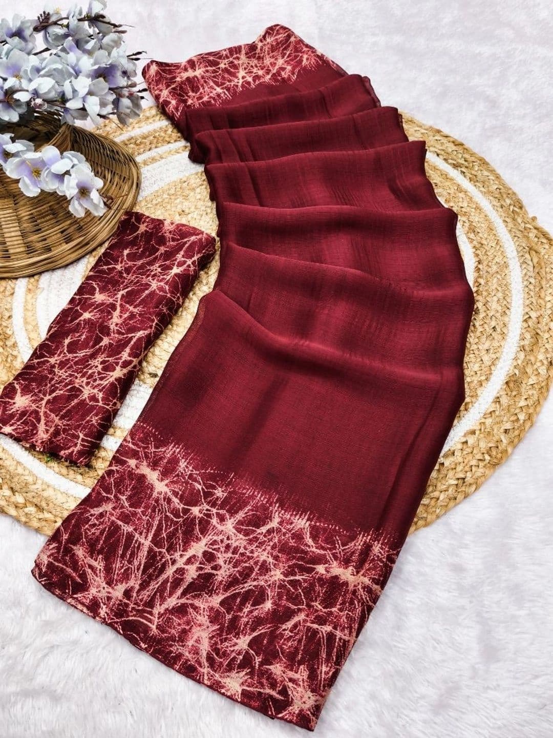 MAGNEITTA Pure Chiffon Designer Saree thumbnail 3