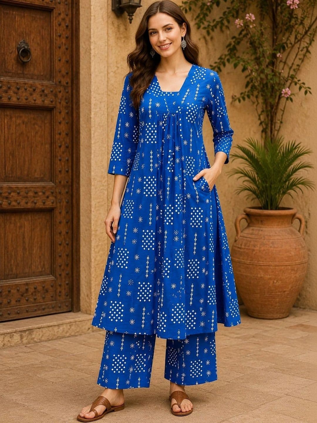 NEW ETHNIC 4 YOU Women Ethnic Motifs Printed Regular Kurta with Palazzos - view 1