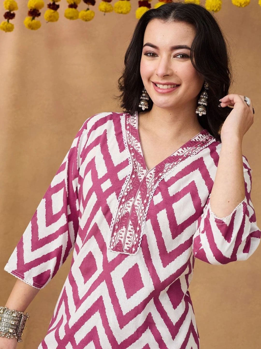 KALINI Women Printed Regular Thread Work Pure Cotton Kurta with Trousers & With Dupatta thumbnail 5