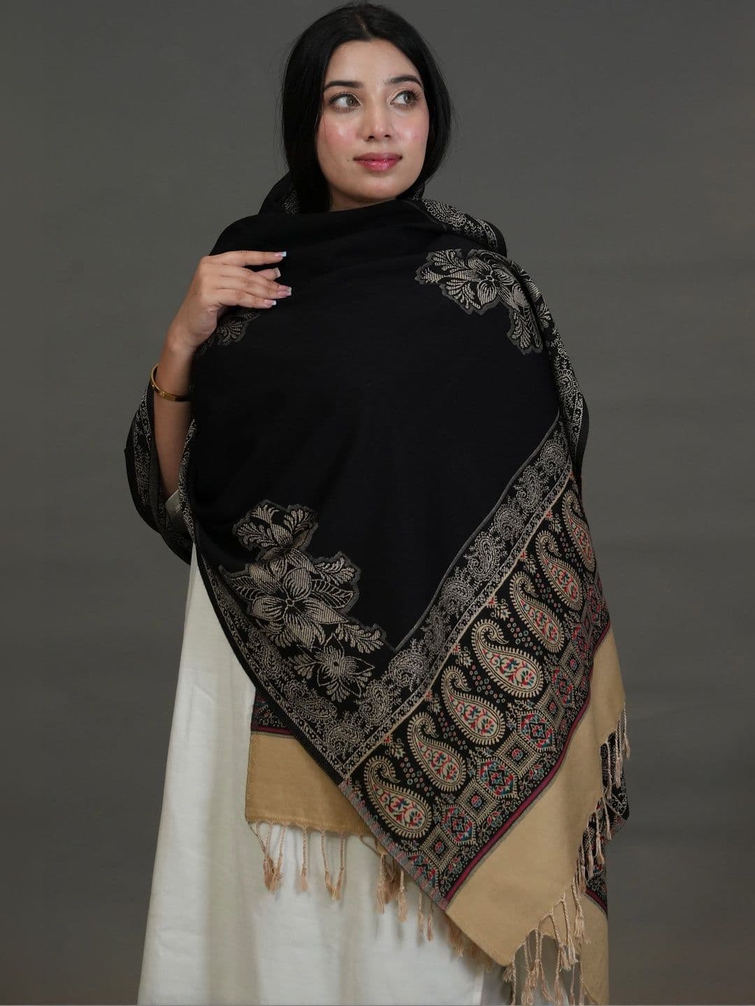 S.T. Women Paisley Woven Design Acrylic Shawl thumbnail 3