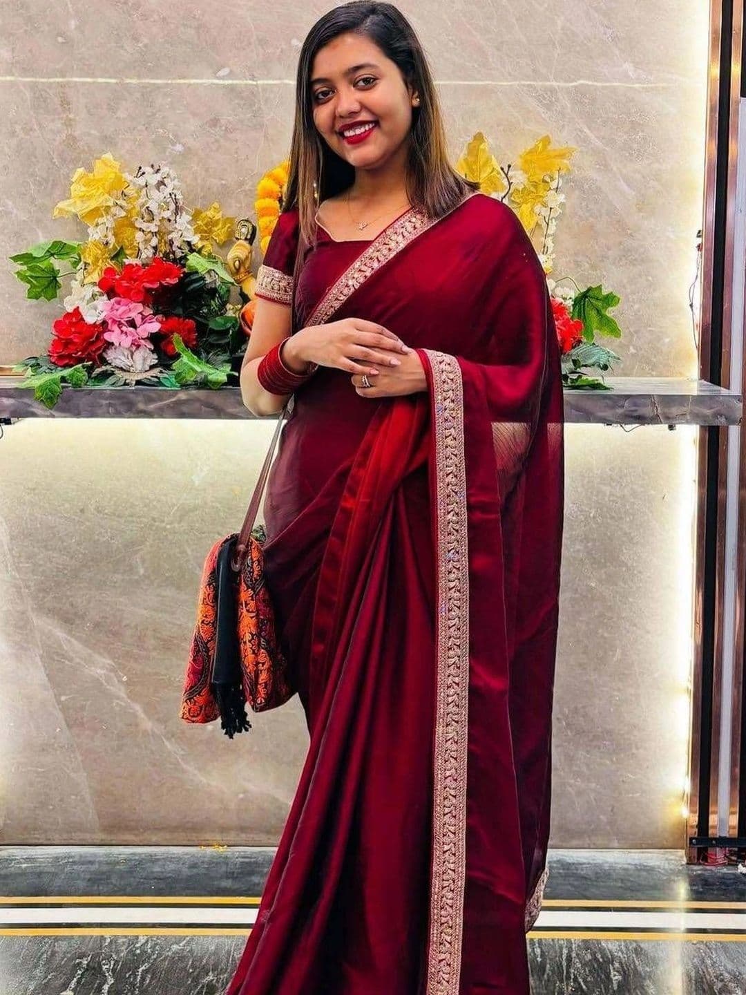 ANJAVI FASHION Embroidered Jute Silk Saree - view 1