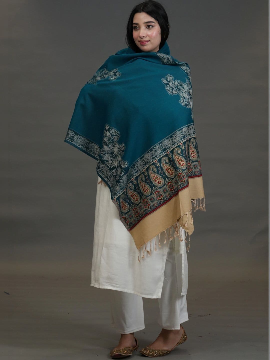 S.T. Women Ethnic Motifs Woven Design Acrylic Shawl thumbnail 5