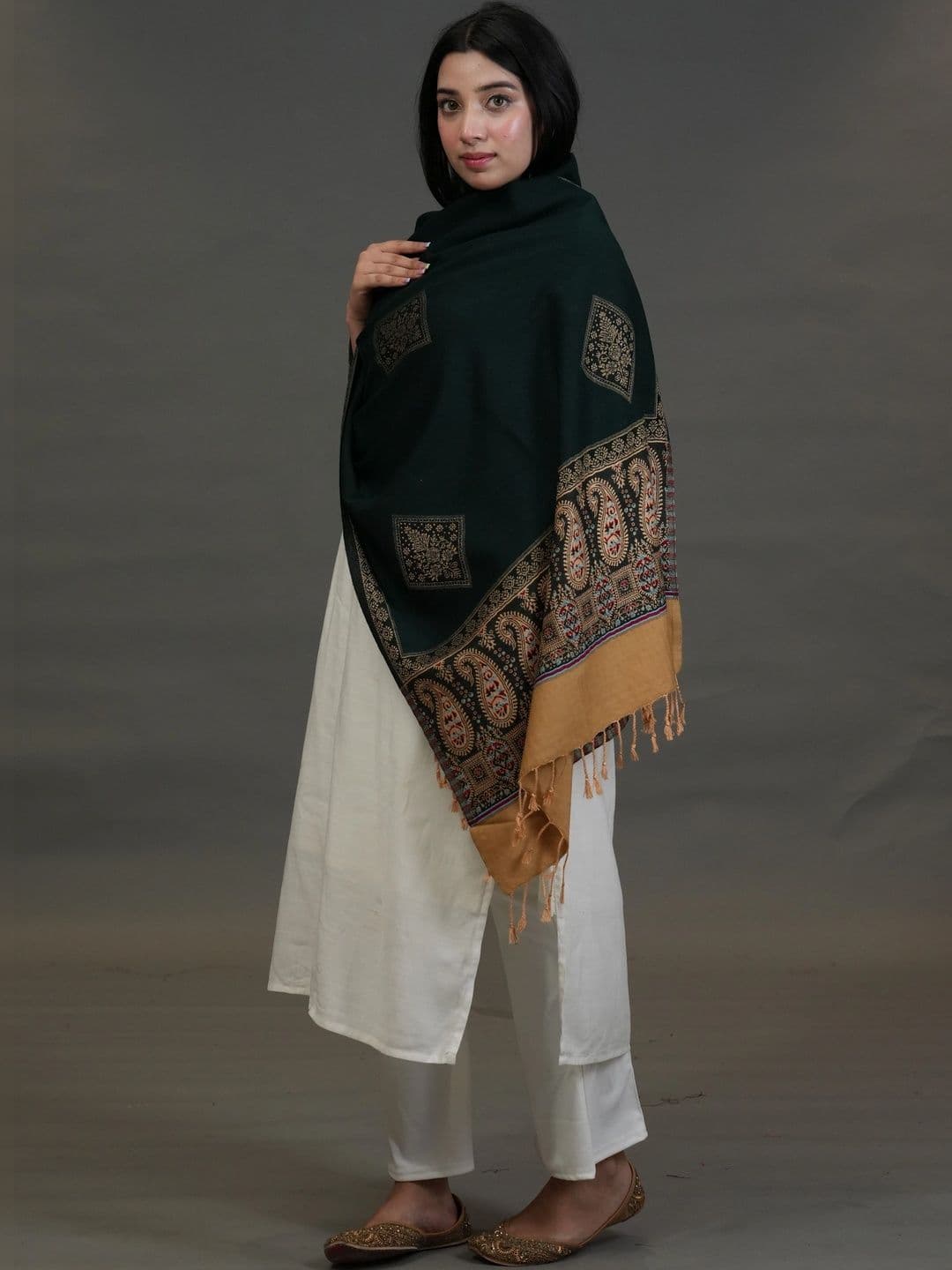 S.T. Women Ethnic Motifs Woven Design Acrylic Shawl thumbnail 3