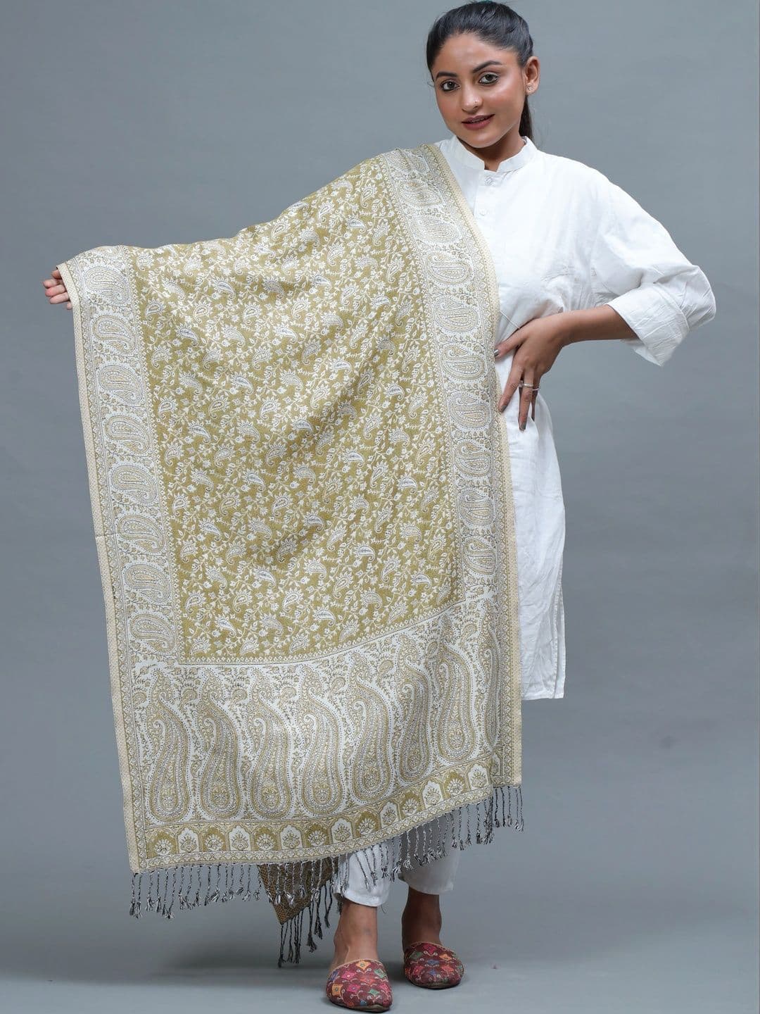 S.T. Women Ethnic Motifs Woven Design Acrylic Shawl - view 1