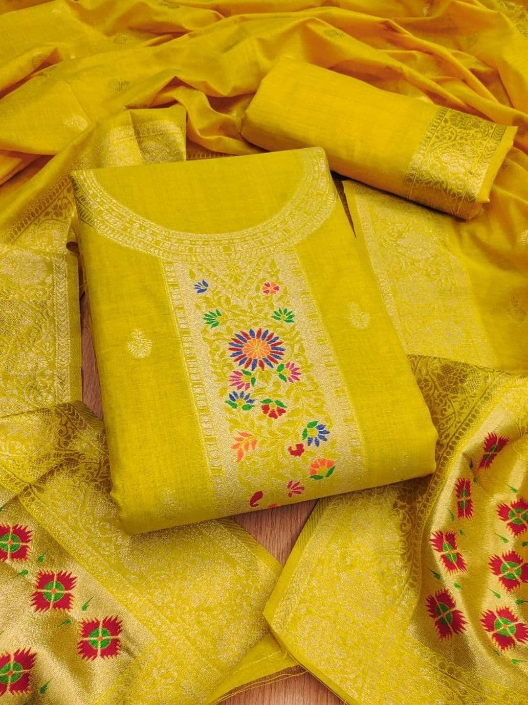 KALINI Pure Cotton Unstitched Dress Material - view 1