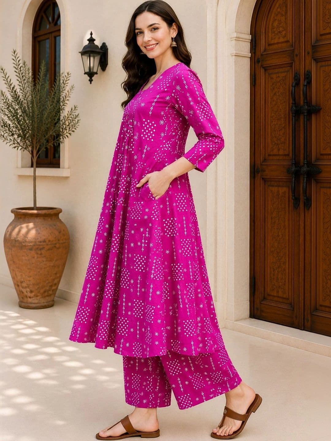 DSK STUDIO Women Ethnic Motifs Printed Regular Kurta with Palazzos thumbnail 3
