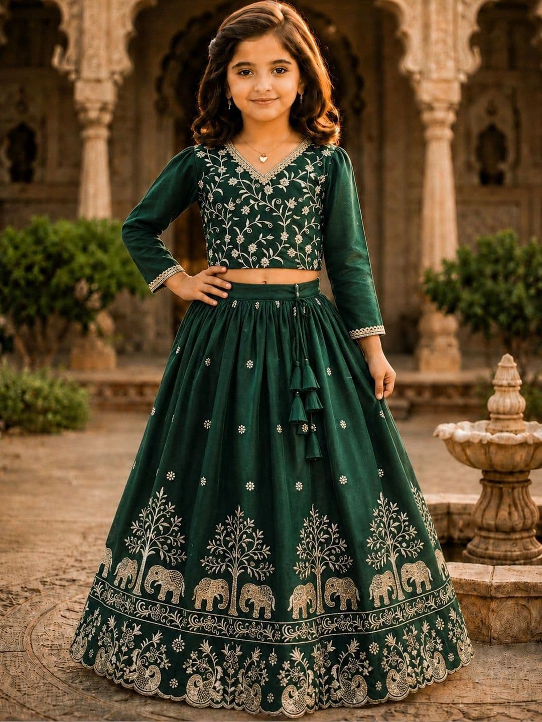 KALINI Girls Embroidered Thread Work Ready to Wear Lehenga Choli - view 1