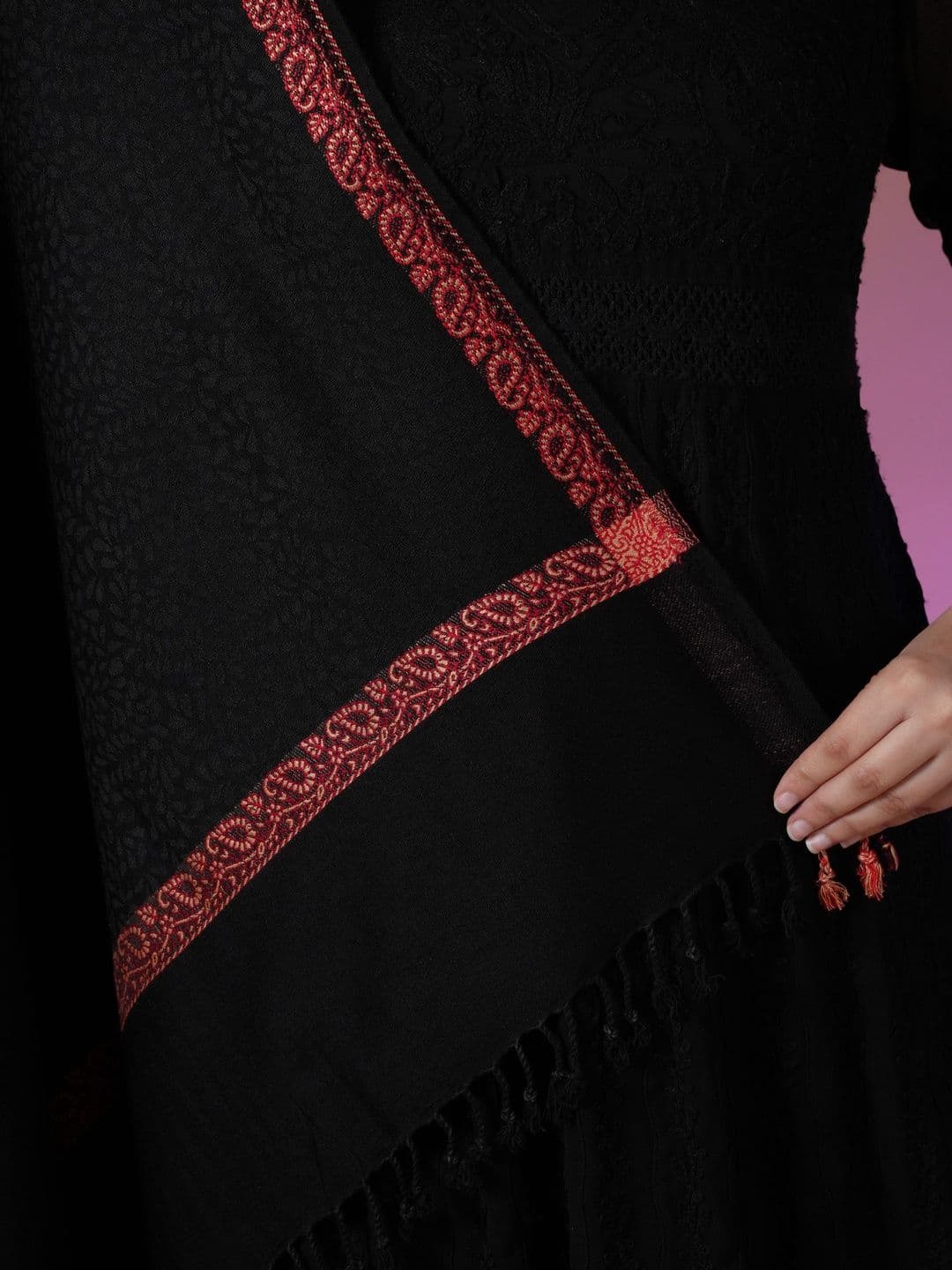 S.T. Women Woven Design Acrylic Shawl thumbnail 4