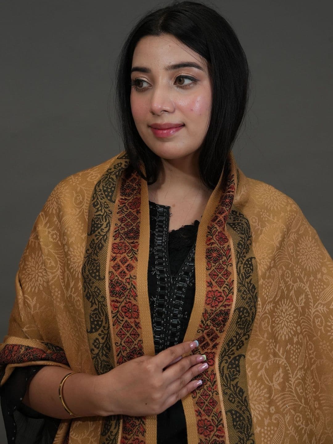 SHIFNEEN Women Paisley Woven Design Acrylic Shawl thumbnail 5