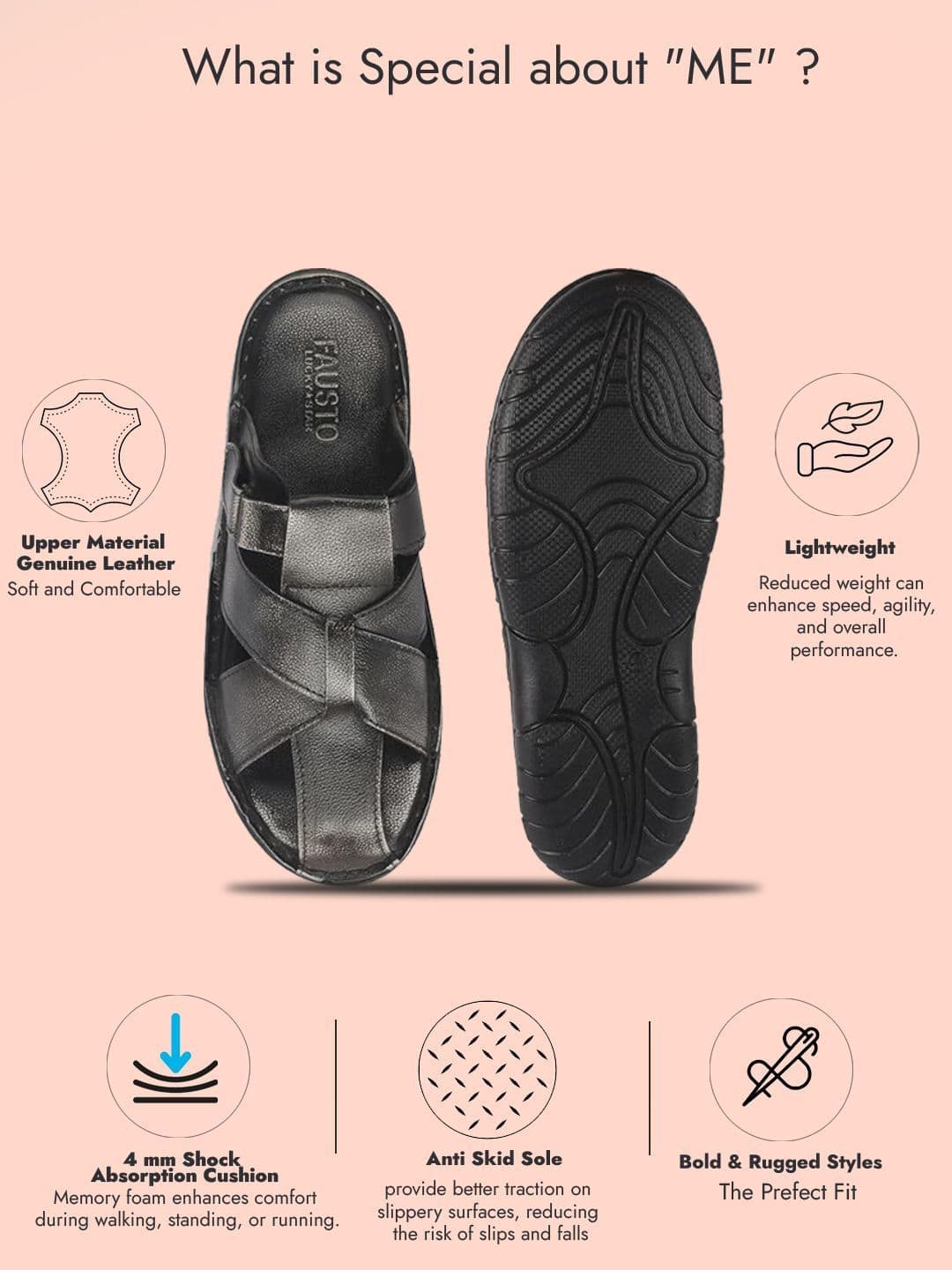 FAUSTO Men Leather Shoe-Style Sandals thumbnail 4