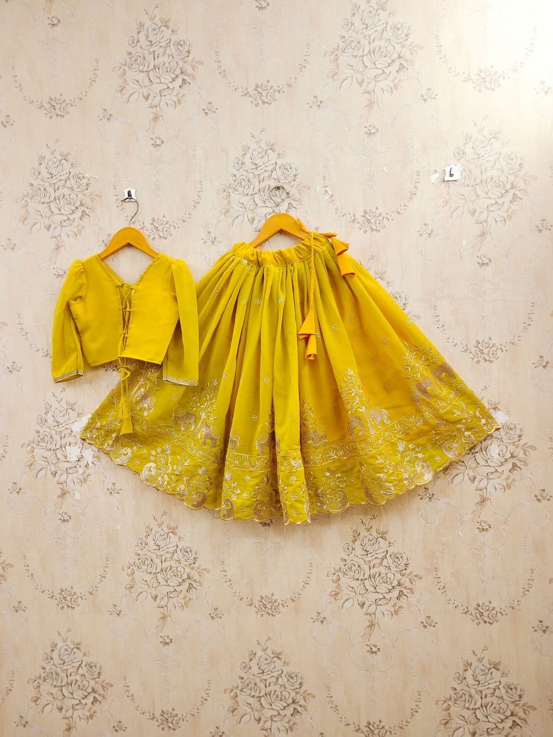 KALINI Girls Embroidered Thread Work Ready to Wear Lehenga & thumbnail 4