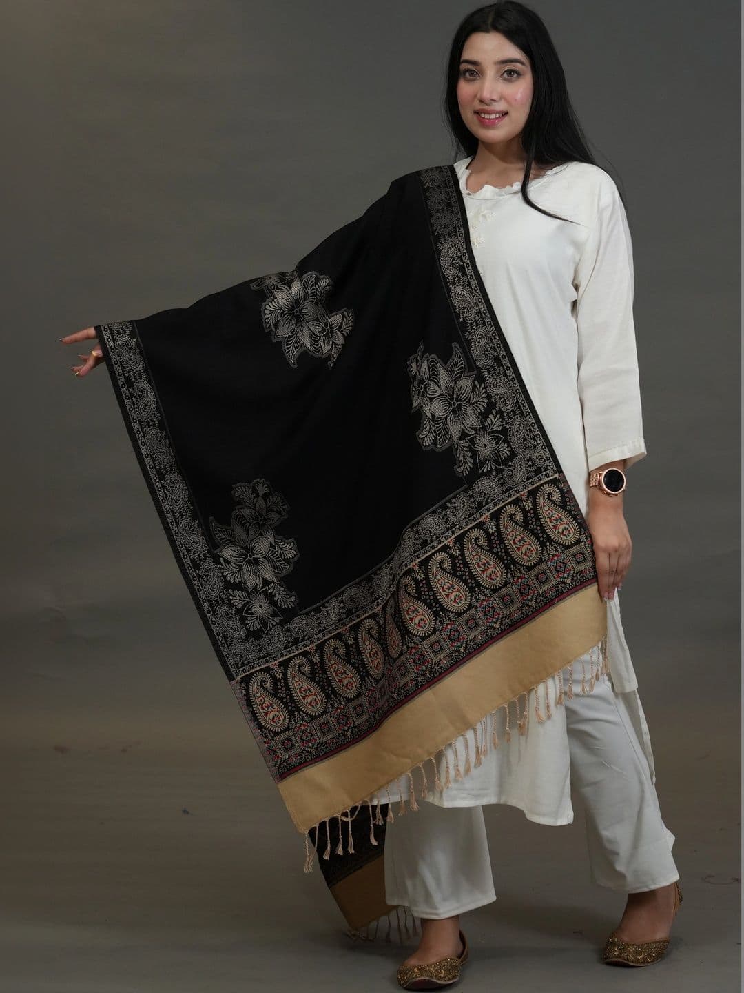 SHIFNEEN Women Paisley Printed Acrylic Shawl - view 1