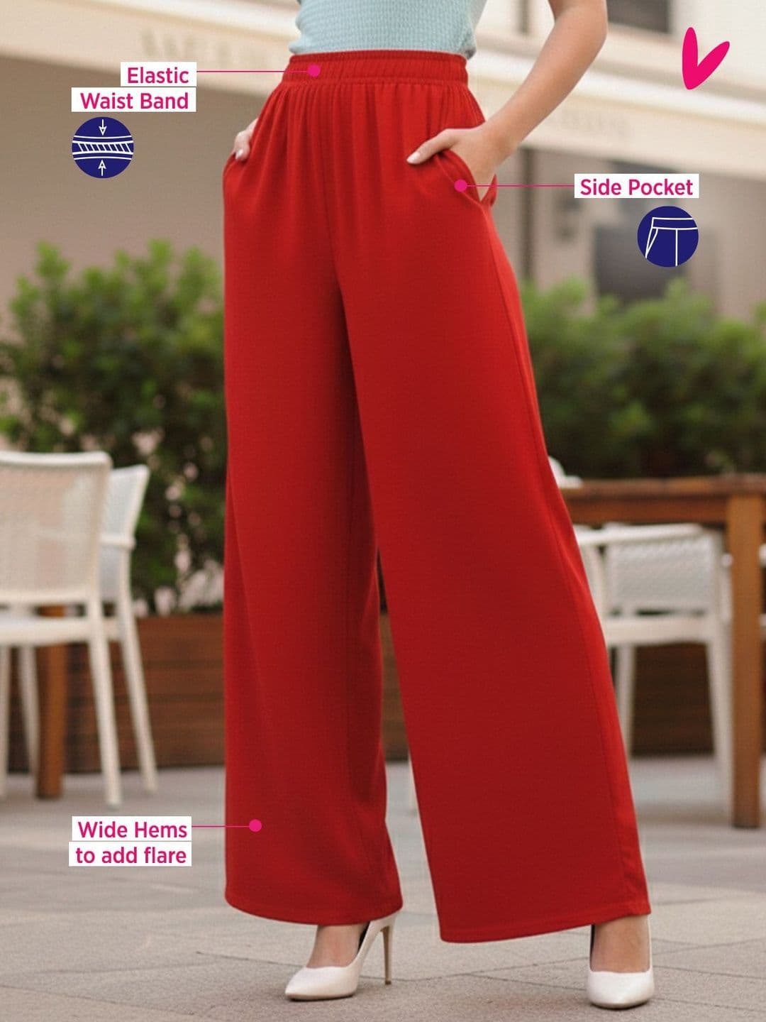 PYNK Women Chambray Palazzos thumbnail 5