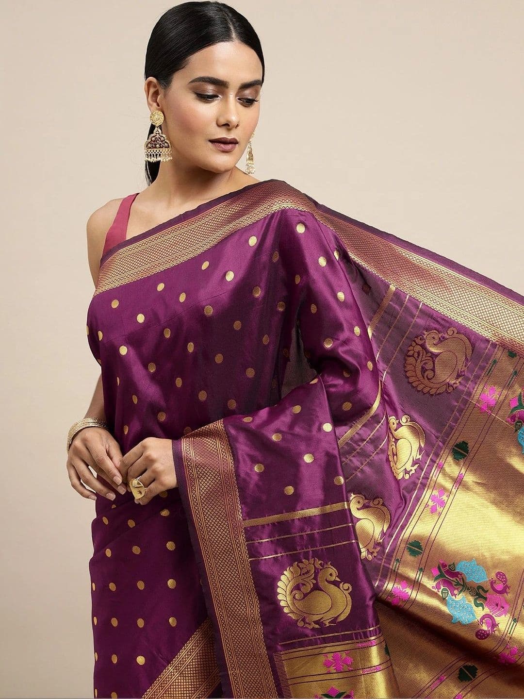 KALINI Woven Design Zari Art Silk Paithani Saree thumbnail 6