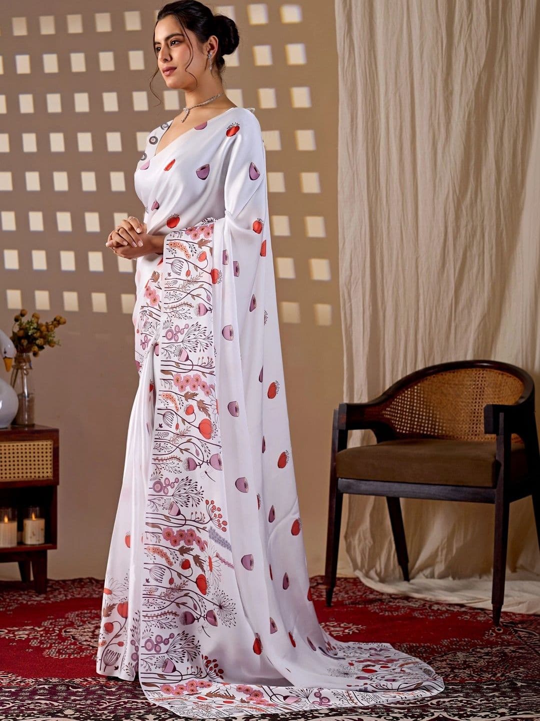 KALINI Floral Satin Designer Saree thumbnail 4