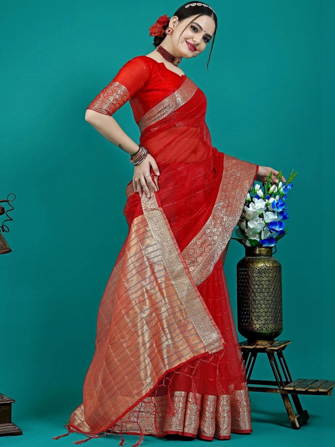 Desi Dhaga Woven Design Zari Art Silk Banarasi Saree thumbnail 4