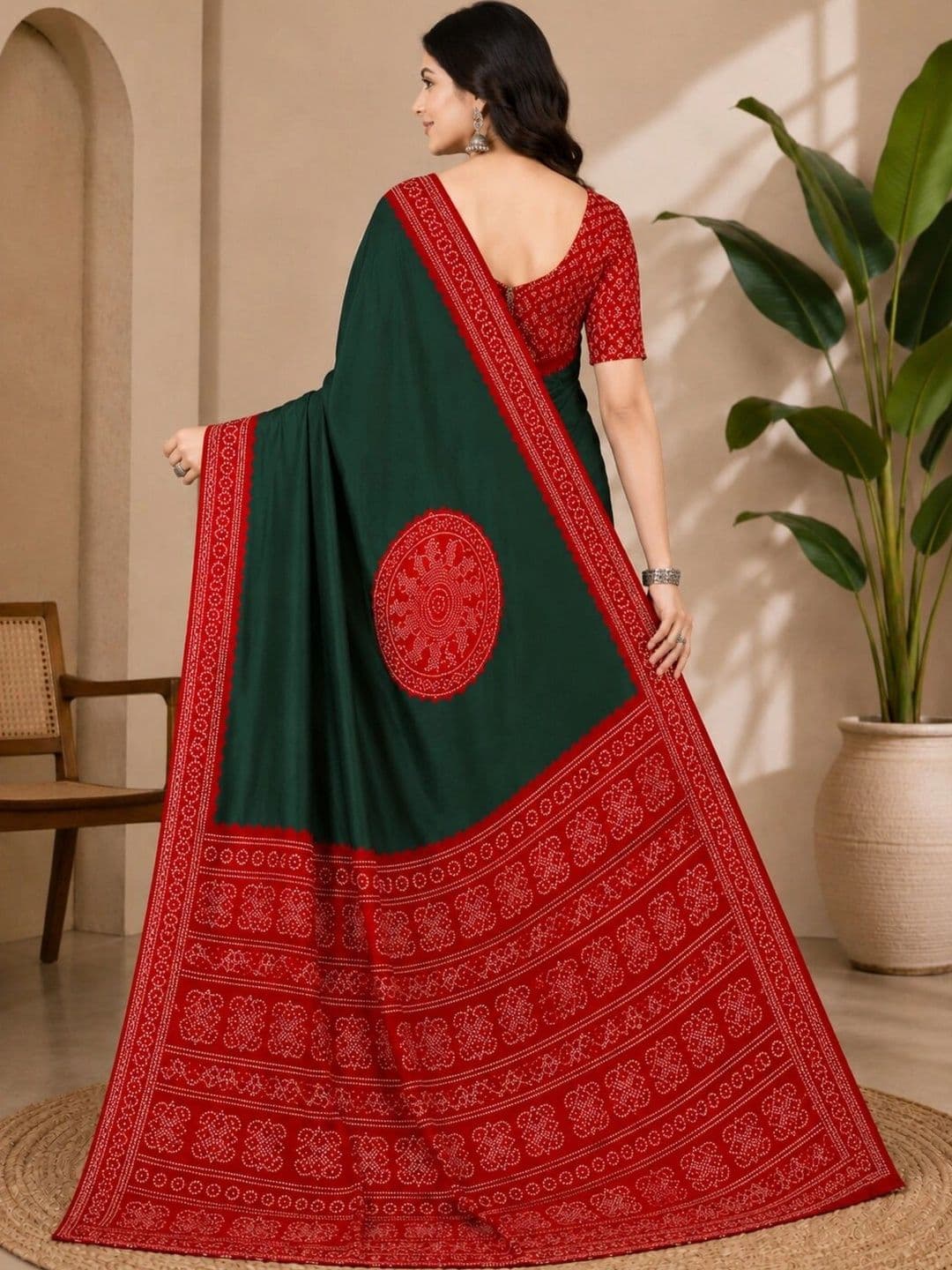 Anouk Bandhani Art Silk Designer Saree thumbnail 3