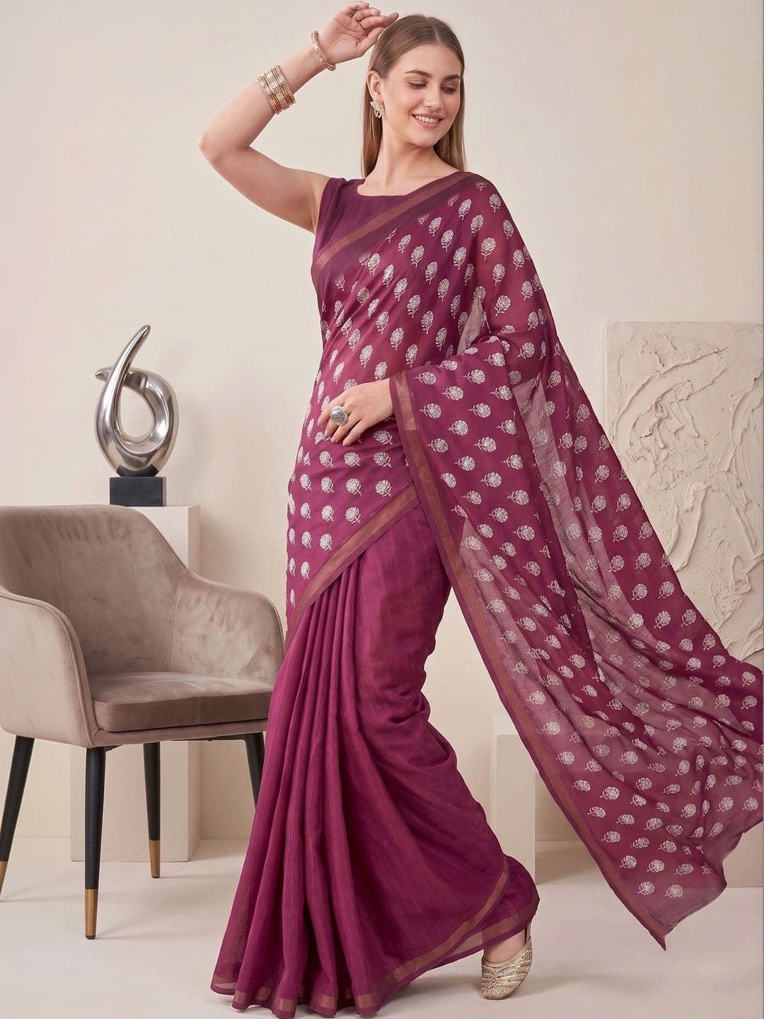 elora Floral Fusion Saree thumbnail 4