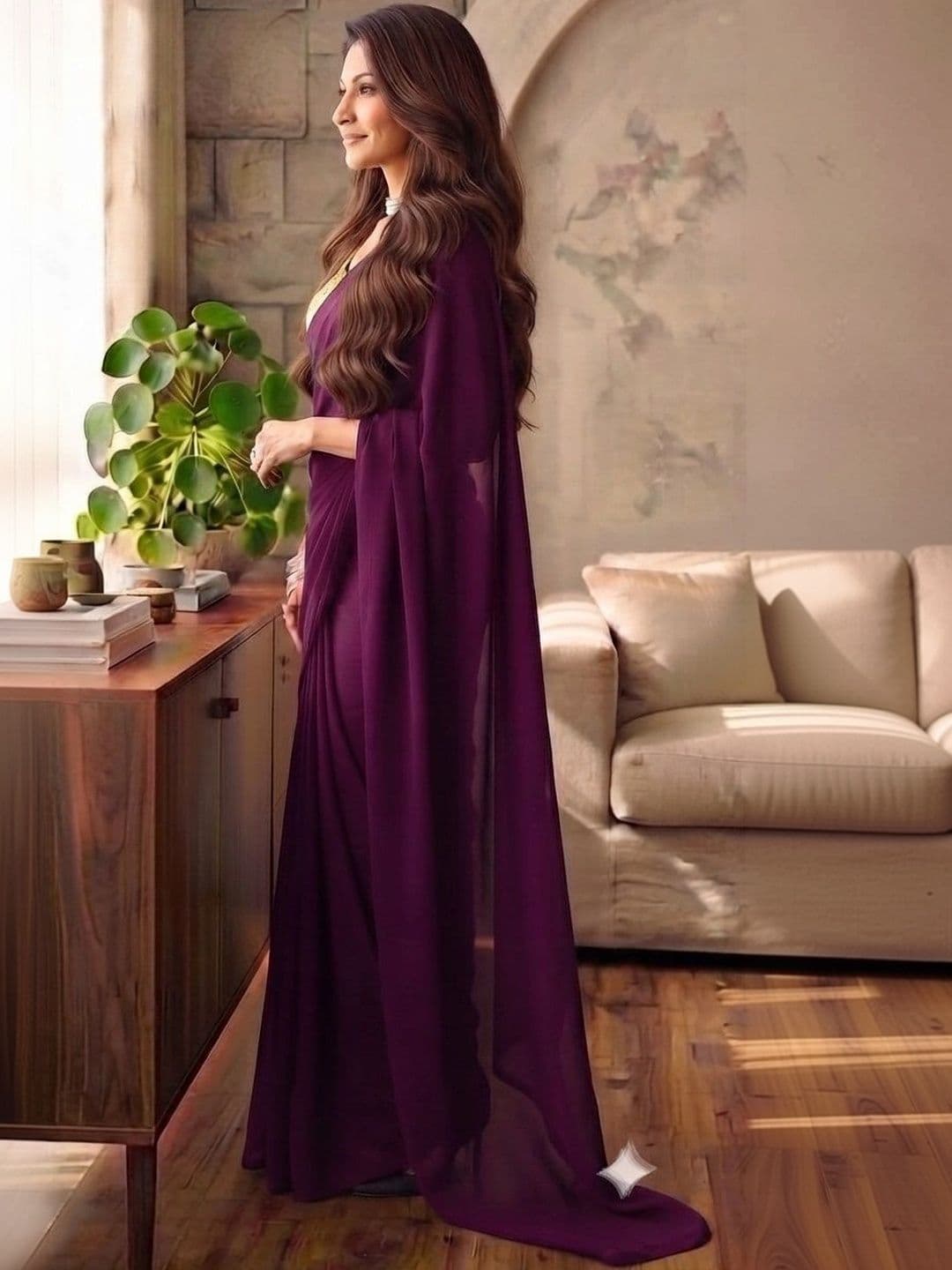 HERE&NOW Poly Georgette Saree thumbnail 2
