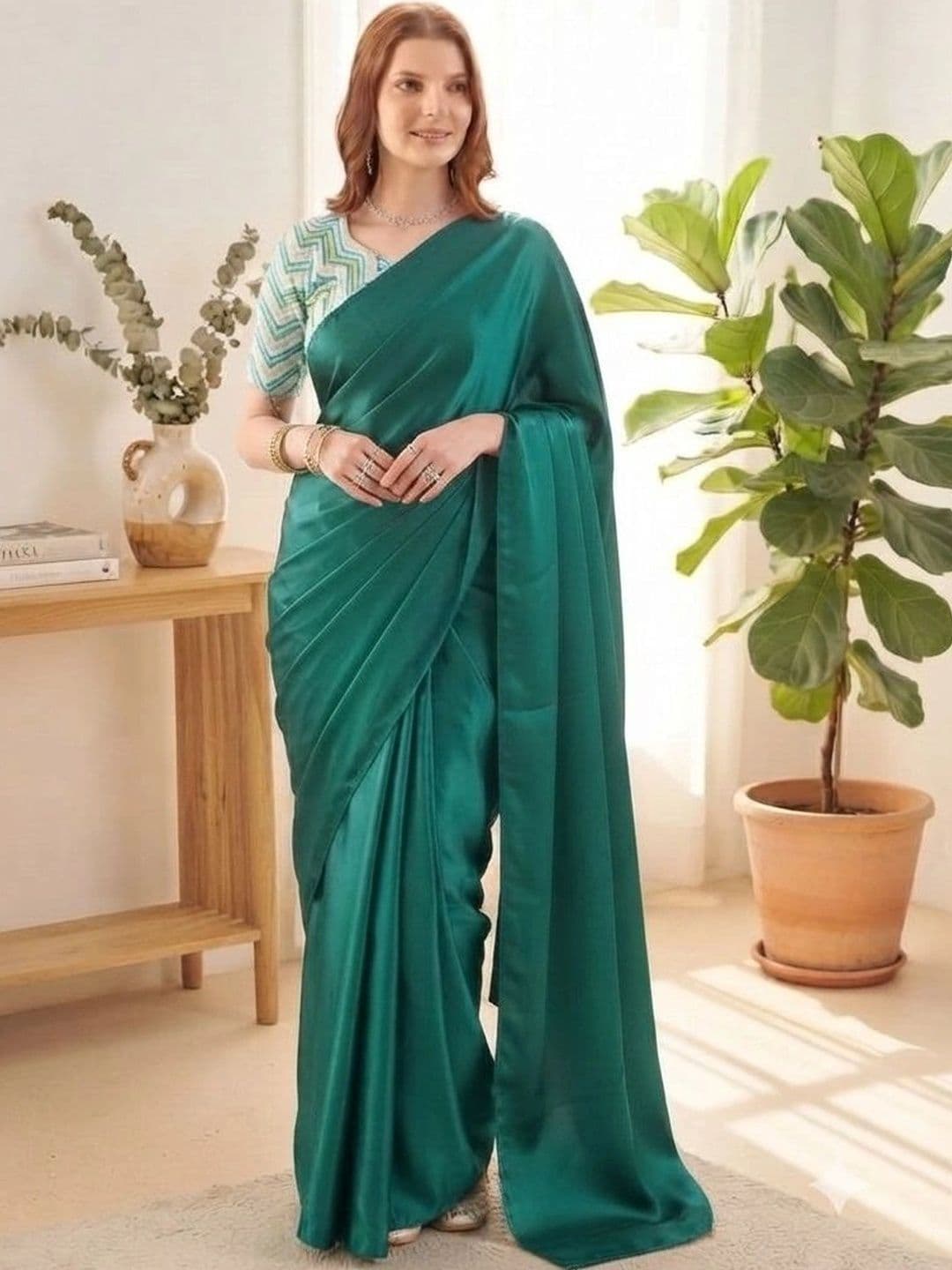 HERE&NOW Satin Saree thumbnail 4