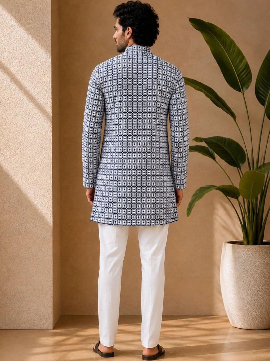 House of Pataudi Men Geometric Printed Kurta thumbnail 4