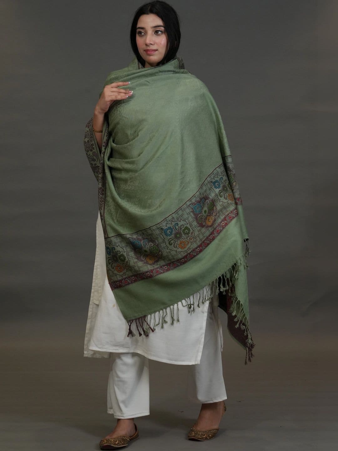 S.T. Women Ethnic Motifs Woven Design Acrylic Shawl thumbnail 5