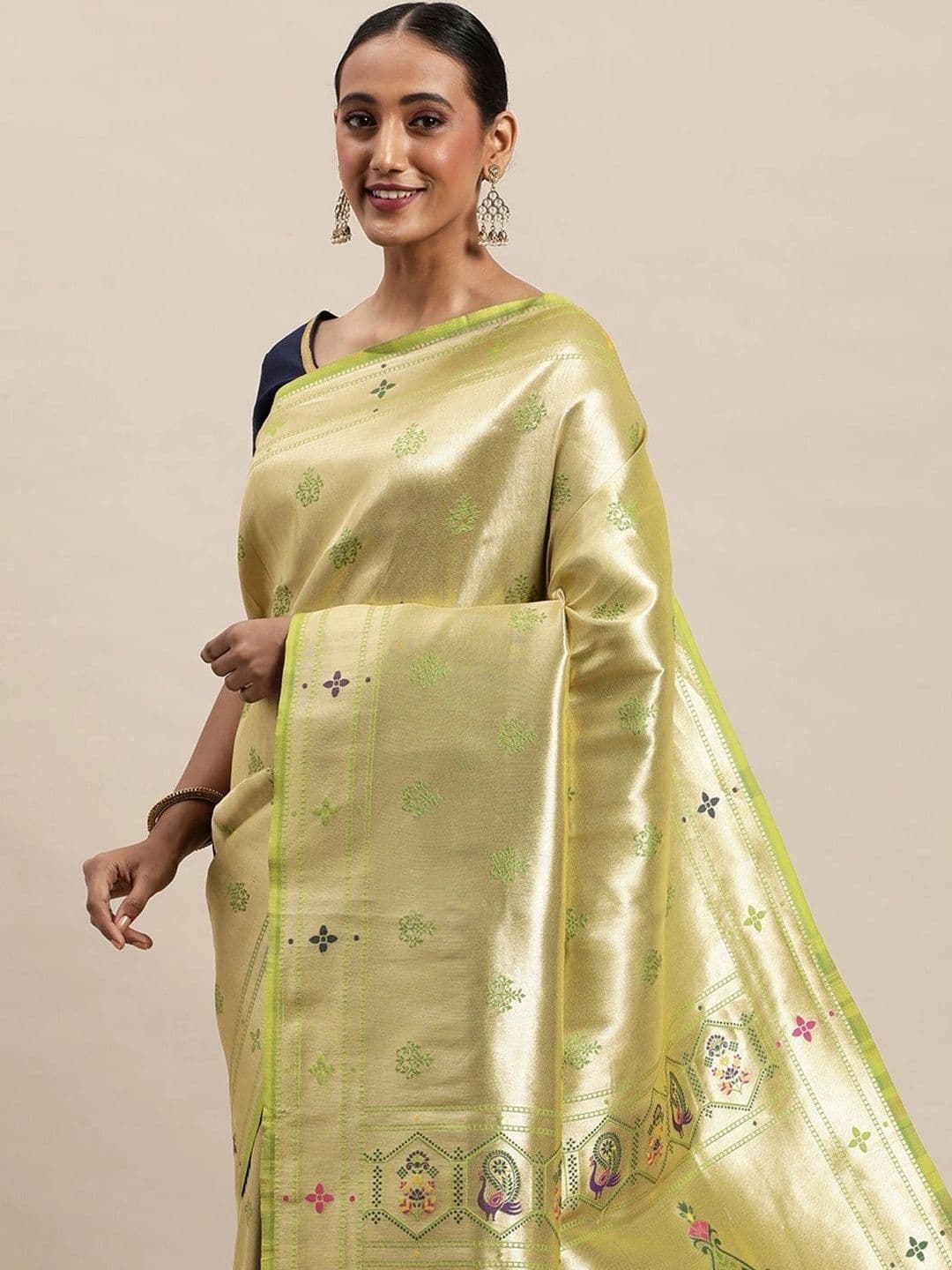 KALINI Woven Design Zari Art Silk Paithani Saree thumbnail 3