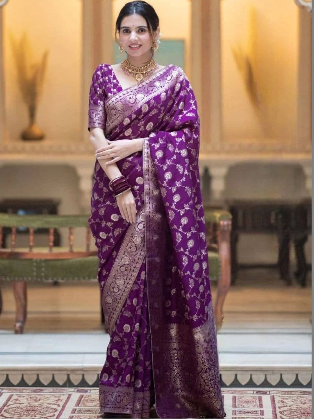 NARIVESH TRENDS Woven Design Zari Silk Cotton Saree - view 1