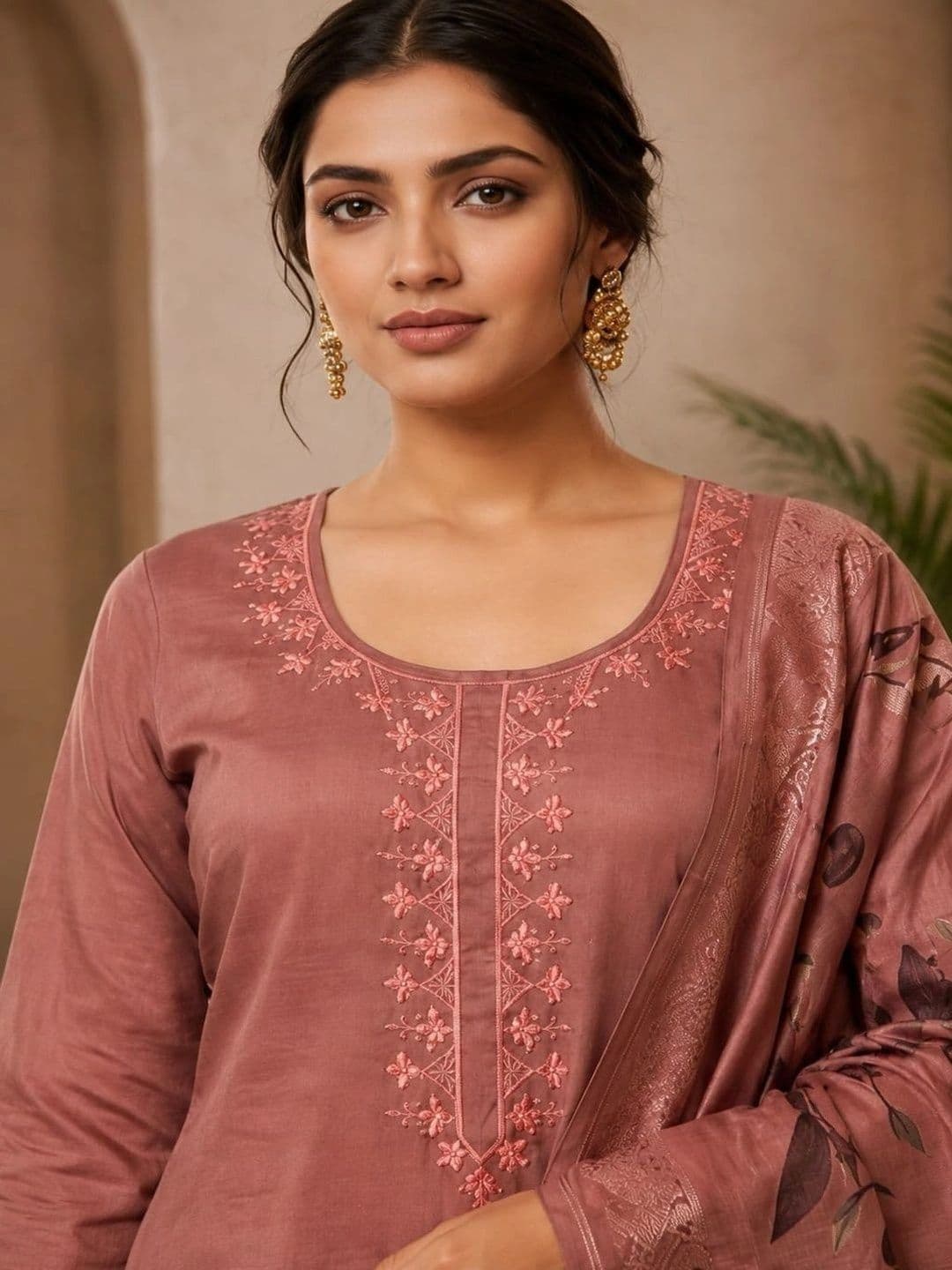 Harvi Women Floral Embroidered Regular Thread Work Kurta with Trousers & With Dupatta thumbnail 4