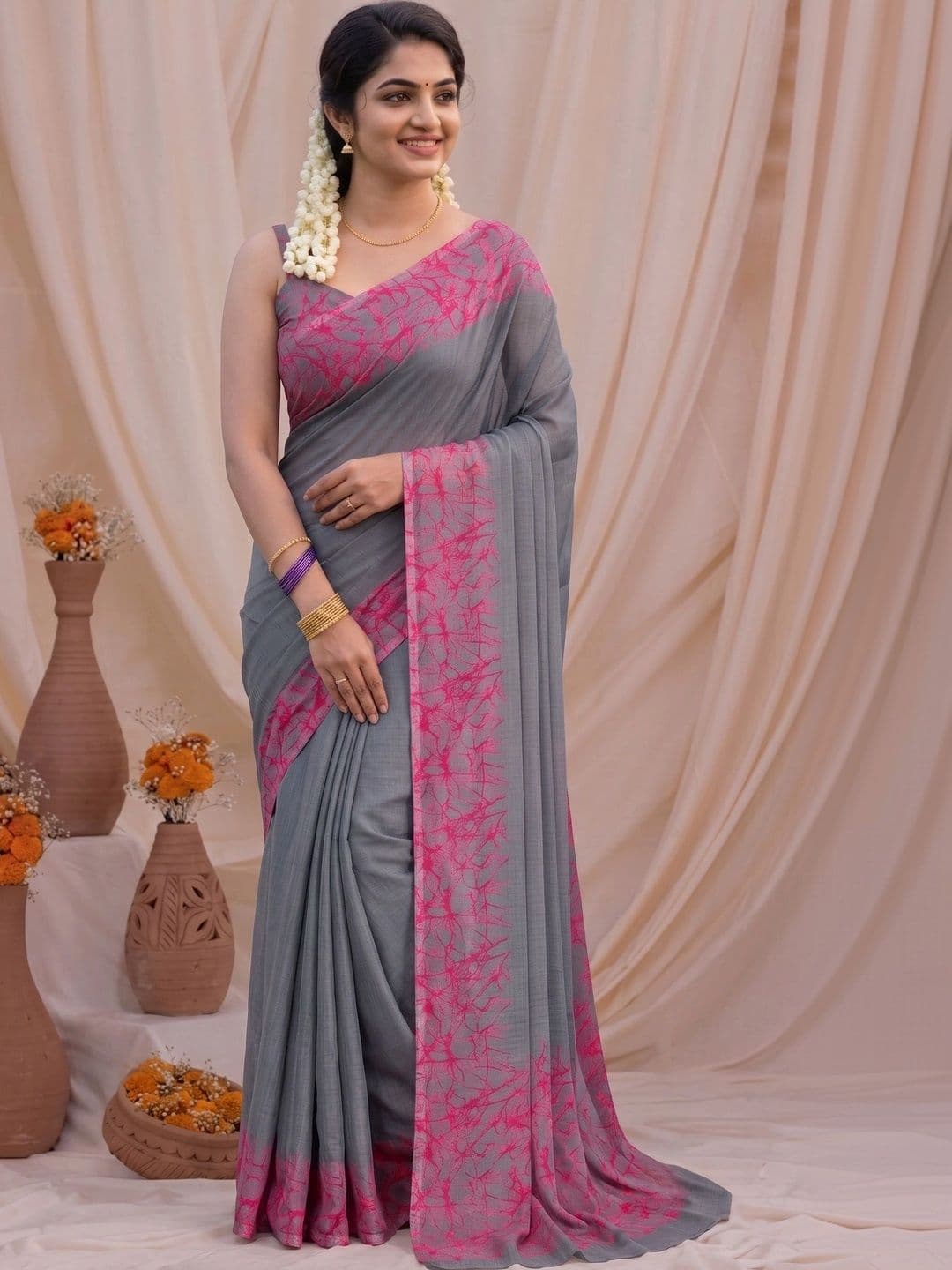 MAGNEITTA Pure Chiffon Designer Saree - view 1